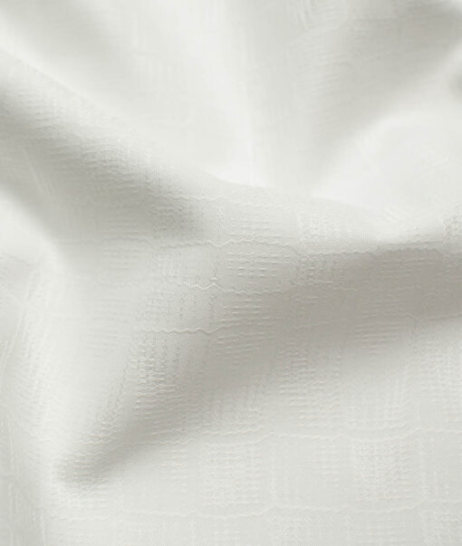 Raymond Men's Premium Cotton Self Design 2.25 Meter Unstitched Shirting Fabric (White)