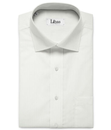 Raymond Men's Premium Cotton Self Design 2.25 Meter Unstitched Shirting Fabric (White)
