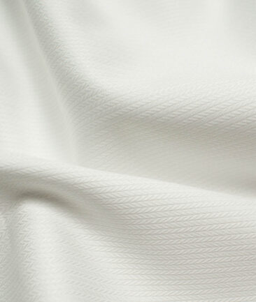 Raymond Men's Premium Cotton Self Design 2.25 Meter Unstitched Shirting Fabric (White)