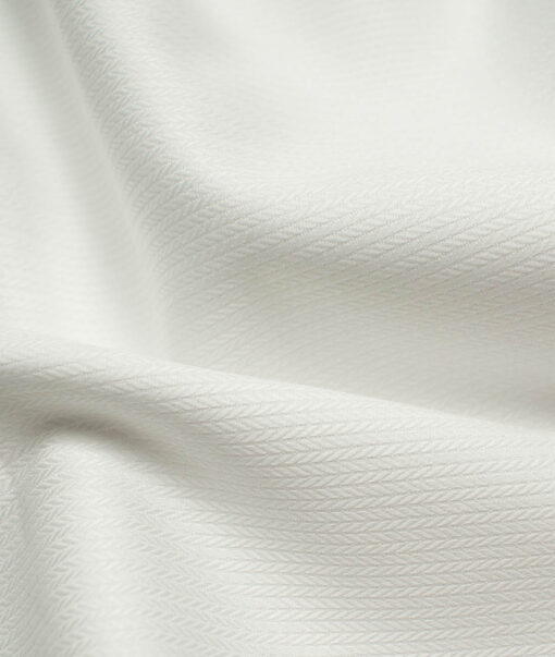 Raymond Men's Premium Cotton Self Design 2.25 Meter Unstitched Shirting Fabric (White)