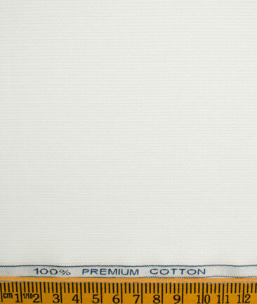 Raymond Men's Premium Cotton Self Design 2.25 Meter Unstitched Shirting Fabric (White)