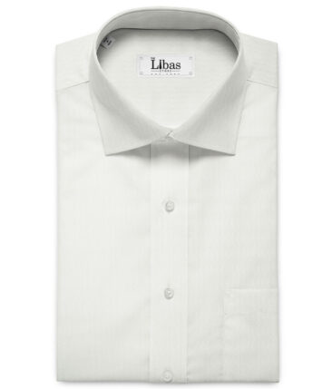 Raymond Men's Premium Cotton Self Design 2.25 Meter Unstitched Shirting Fabric (White)