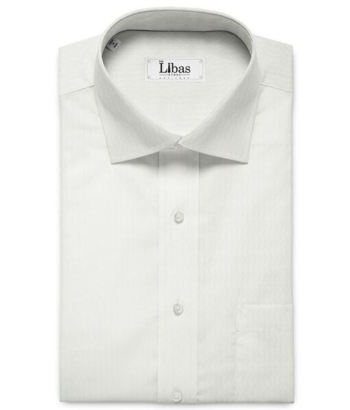 Raymond Men's Premium Cotton Self Design 2.25 Meter Unstitched Shirting Fabric (White)