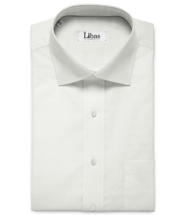 Raymond Men's Premium Cotton Self Design 2.25 Meter Unstitched Shirting Fabric (White)