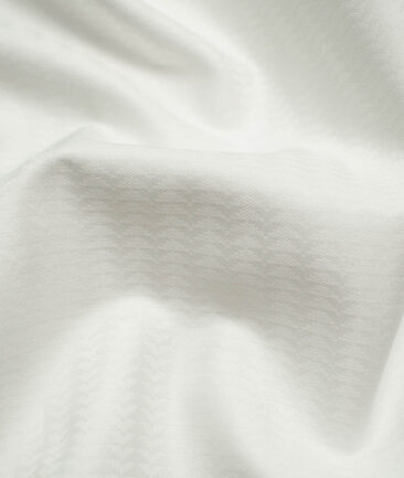 Raymond Men's Premium Cotton Self Design 2.25 Meter Unstitched Shirting Fabric (White)