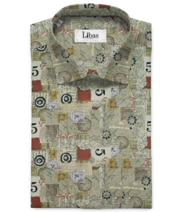 Raymond Men's Green Printed 2.25 Meter Unstitched Shirting Fabric (Green)