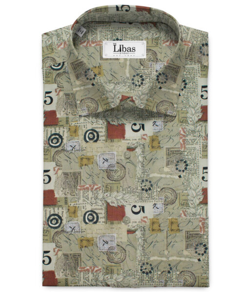 Raymond Men's Green Printed 2.25 Meter Unstitched Shirting Fabric (Green)