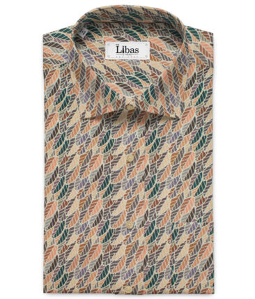 Raymond Men's Premium Cotton Printed 2.25 Meter Unstitched Shirting Fabric (Beige)