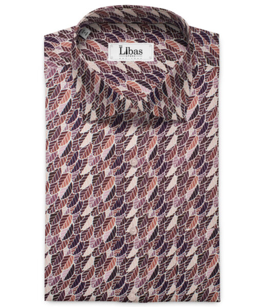 Raymond Men's Premium Cotton Printed 2.25 Meter Unstitched Shirting Fabric (Purple)