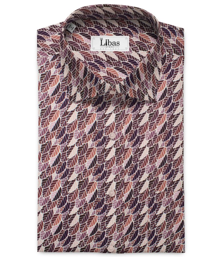Raymond Men's Premium Cotton Printed 2.25 Meter Unstitched Shirting Fabric (Purple)