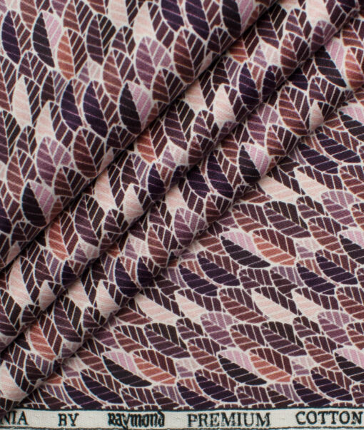 Raymond Men's Premium Cotton Printed 2.25 Meter Unstitched Shirting Fabric (Purple)