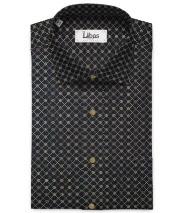 Raymond Men's Premium Cotton Printed 2.25 Meter Unstitched Shirting Fabric (Dark Blue)
