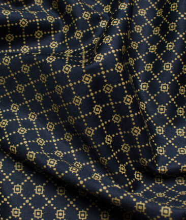 Raymond Men's Premium Cotton Printed 2.25 Meter Unstitched Shirting Fabric (Dark Blue)
