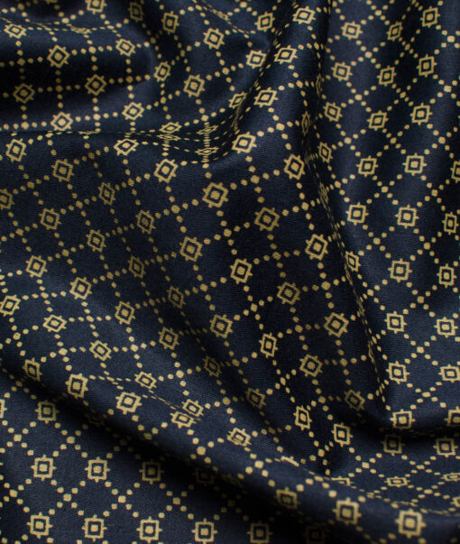 Raymond Men's Premium Cotton Printed 2.25 Meter Unstitched Shirting Fabric (Dark Blue)