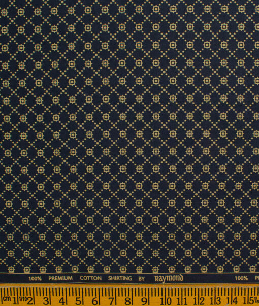 Raymond Men's Premium Cotton Printed 2.25 Meter Unstitched Shirting Fabric (Dark Blue)
