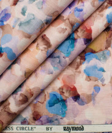 Raymond Men's Premium Cotton Printed 2.25 Meter Unstitched Shirting Fabric (Multi Color)
