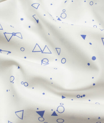 Raymond Men's Pure Cotton Printed 2.25 Meter Unstitched Shirting Fabric (White & Blue)