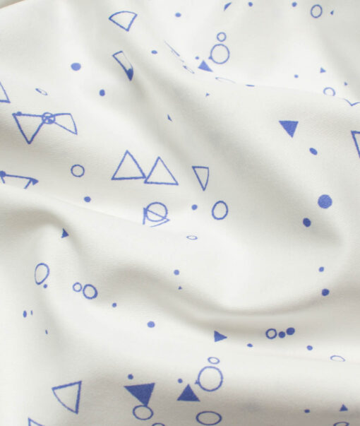 Raymond Men's Pure Cotton Printed 2.25 Meter Unstitched Shirting Fabric (White & Blue)