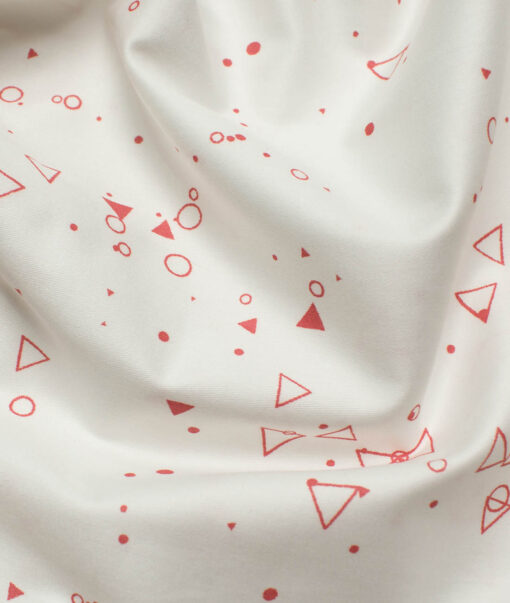 Raymond Men's Pure Cotton Printed 2.25 Meter Unstitched Shirting Fabric (White & Red)