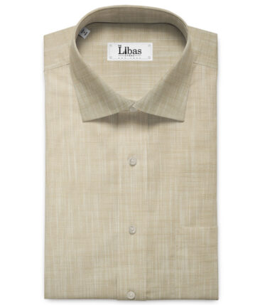 Raymond Men's Premium Cotton Self Design 2.25 Meter Unstitched Shirting Fabric (Beige)