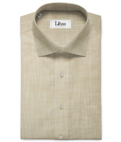 Raymond Men's Premium Cotton Self Design 2.25 Meter Unstitched Shirting Fabric (Beige)