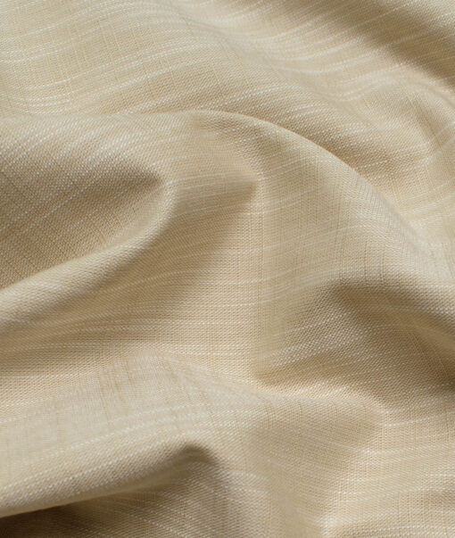 Raymond Men's Premium Cotton Self Design 2.25 Meter Unstitched Shirting Fabric (Beige)
