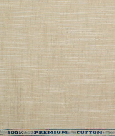 Raymond Men's Premium Cotton Self Design 2.25 Meter Unstitched Shirting Fabric (Beige)