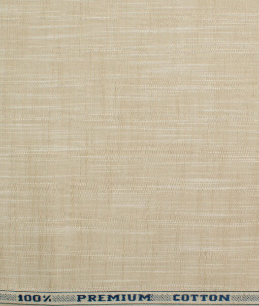 Raymond Men's Premium Cotton Self Design 2.25 Meter Unstitched Shirting Fabric (Beige)
