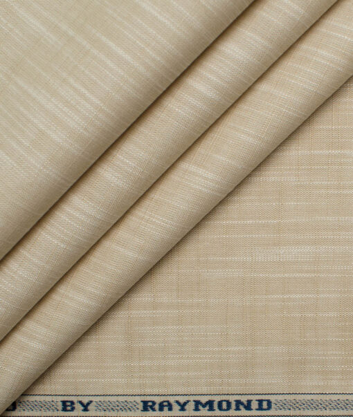 Raymond Men's Premium Cotton Self Design 2.25 Meter Unstitched Shirting Fabric (Beige)