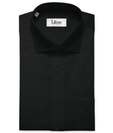 Raymond Men's Pure Cotton Structured 2.25 Meter Unstitched Shirting Fabric (Black)
