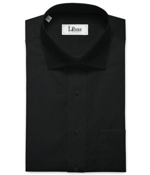 Raymond Men's Pure Cotton Structured 2.25 Meter Unstitched Shirting Fabric (Black)