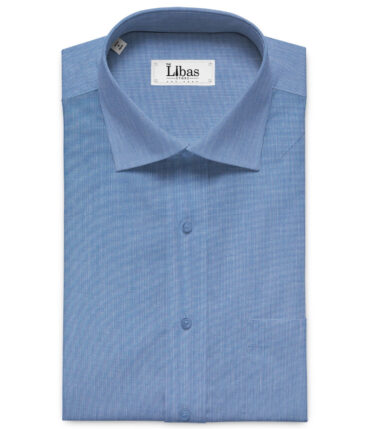 Raymond Men's Premium Cotton Solids 2.25 Meter Unstitched Shirting Fabric (Blue)