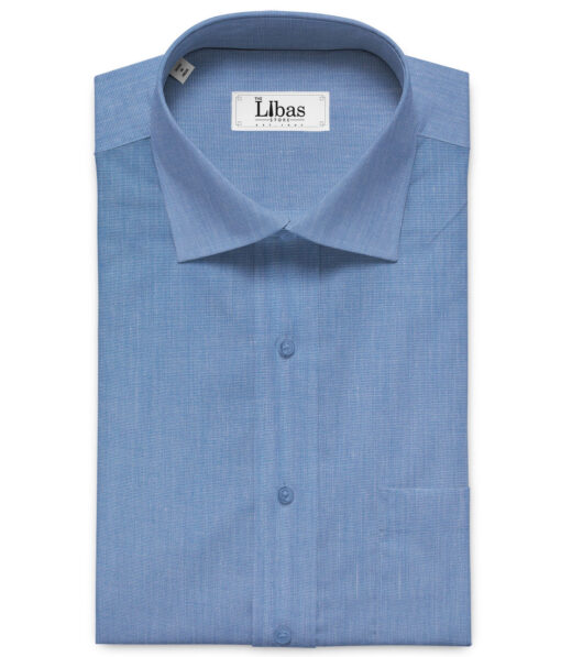 Raymond Men's Premium Cotton Solids 2.25 Meter Unstitched Shirting Fabric (Blue)