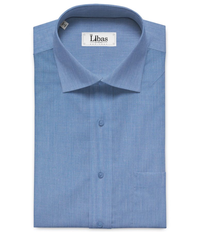Raymond Men's Premium Cotton Solids 2.25 Meter Unstitched Shirting Fabric (Blue)