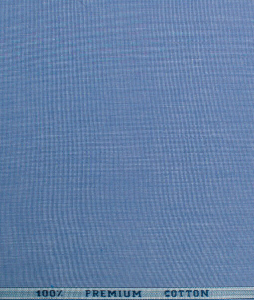 Raymond Men's Premium Cotton Solids 2.25 Meter Unstitched Shirting Fabric (Blue)