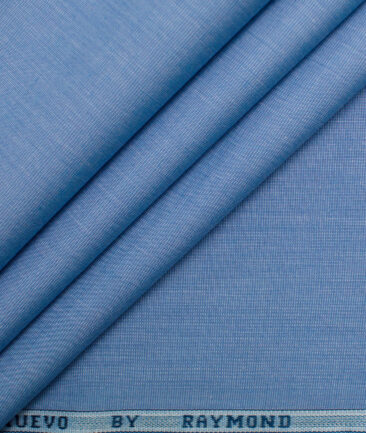 Raymond Men's Premium Cotton Solids 2.25 Meter Unstitched Shirting Fabric (Blue)