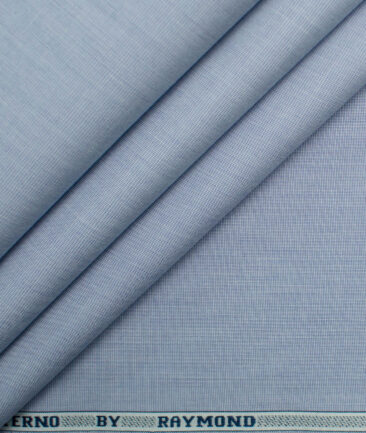Raymond Men's Pure Cotton Solids 2.25 Meter Unstitched Shirting Fabric (Light Blue)