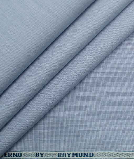 Raymond Men's Pure Cotton Solids 2.25 Meter Unstitched Shirting Fabric (Light Blue)