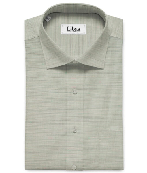 Raymond Men's Superfine Cotton Self Design 2.25 Meter Unstitched Shirting Fabric (Pistachio Grey)