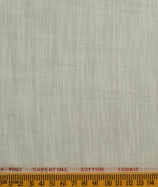 Raymond Men's Superfine Cotton Self Design 2.25 Meter Unstitched Shirting Fabric (Pistachio Grey)