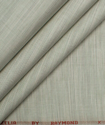 Raymond Men's Superfine Cotton Self Design 2.25 Meter Unstitched Shirting Fabric (Pistachio Grey)