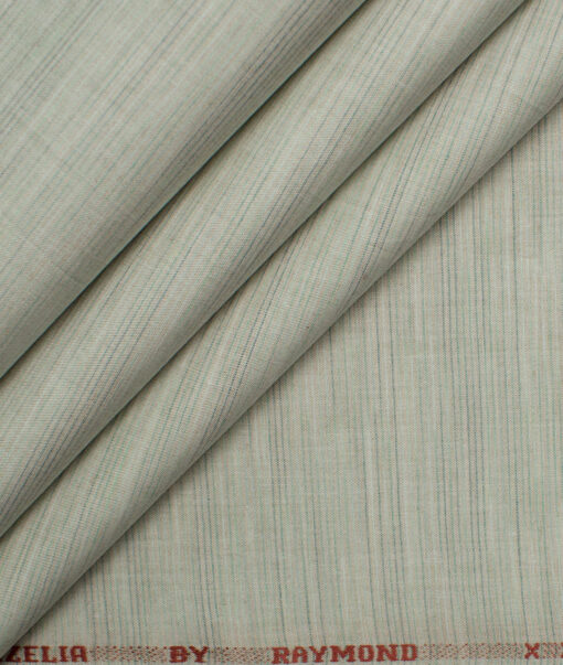 Raymond Men's Superfine Cotton Self Design 2.25 Meter Unstitched Shirting Fabric (Pistachio Grey)