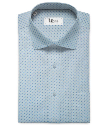 Raymond Men's Pure Cotton Printed 2.25 Meter Unstitched Shirting Fabric (Sky Blue)