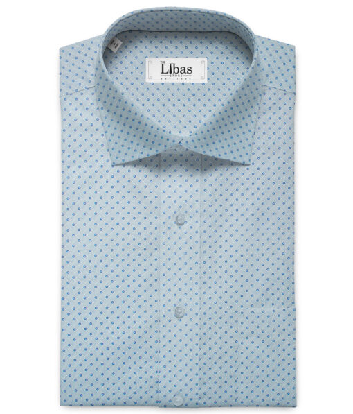 Raymond Men's Pure Cotton Printed 2.25 Meter Unstitched Shirting Fabric (Sky Blue)