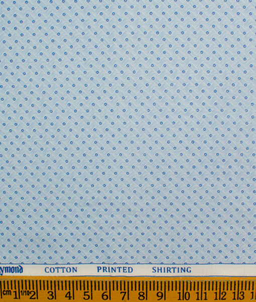 Raymond Men's Pure Cotton Printed 2.25 Meter Unstitched Shirting Fabric (Sky Blue)