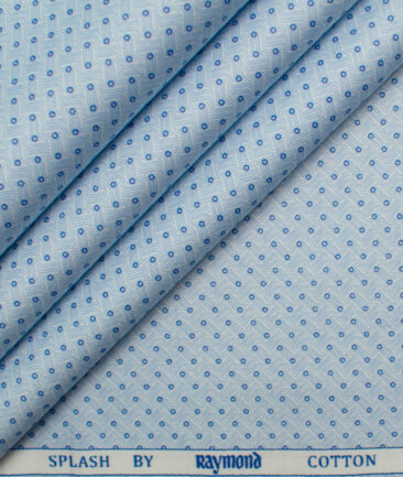 Raymond Men's Pure Cotton Printed 2.25 Meter Unstitched Shirting Fabric (Sky Blue)