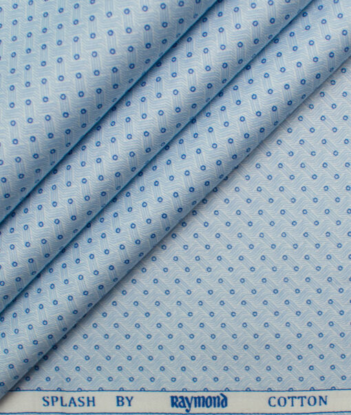 Raymond Men's Pure Cotton Printed 2.25 Meter Unstitched Shirting Fabric (Sky Blue)