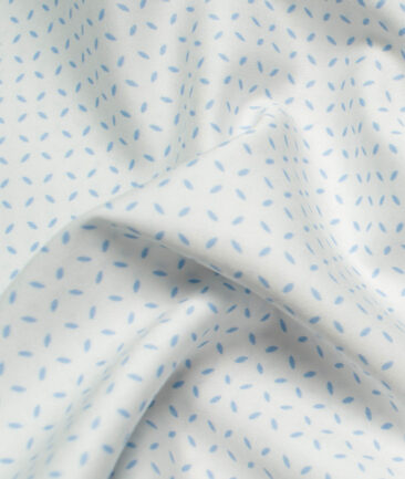 Raymond Men's Pure Cotton Printed 2.25 Meter Unstitched Shirting Fabric (White & Blue)