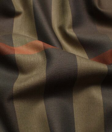 Soktas Men's Giza Cotton Checks 2.25 Meter Unstitched Shirting Fabric (Brown)