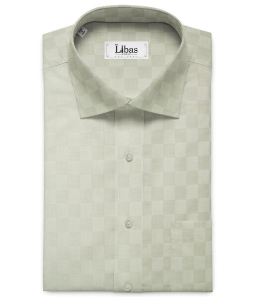 Soktas Men's Giza Cotton Self Design 2.25 Meter Unstitched Shirting Fabric (Pistachio Beige)